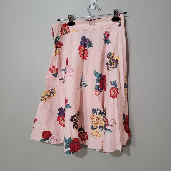 Vintage pink floral circle skirt retro handmade skirt - Picture 3 of 13